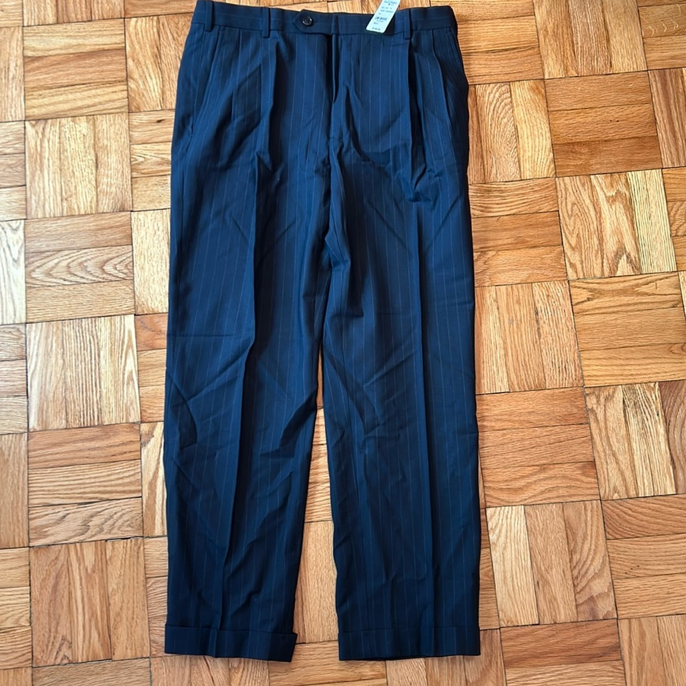 Brooks Brothers 346 Stretch Dress Pants, Navy with Pinstripes, W 36, L 31 NWT